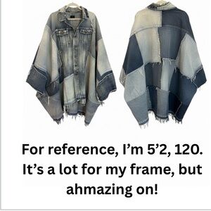 Saint Laurent Blue and Gray Patchwork Cape Dress